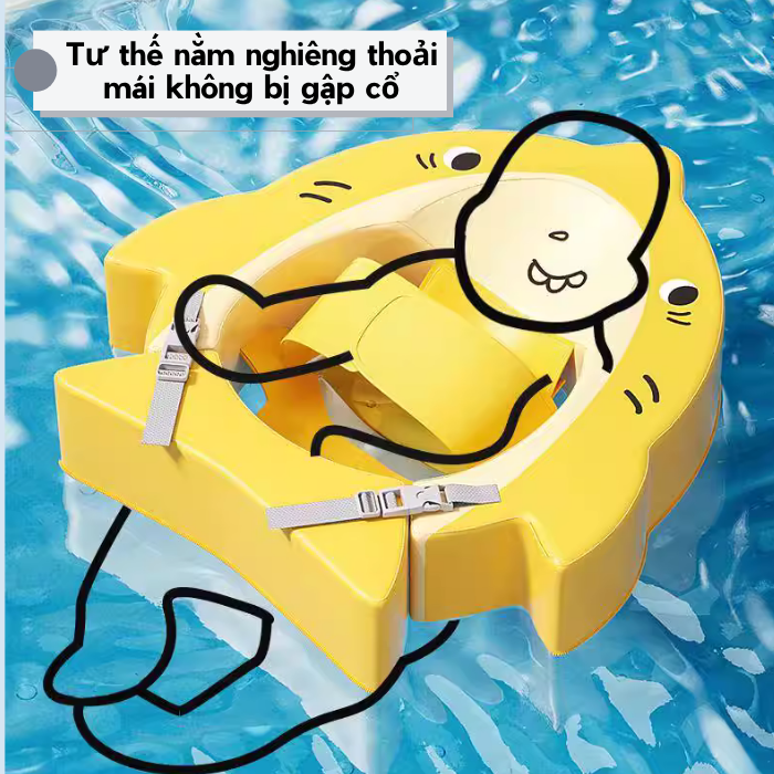 Phao bơi cho bé sơ sinh Voutdoing 3–12 tháng, chống lật an toàn, xốp Foam, vải 3D nhanh khô, 3 màu dễ thương