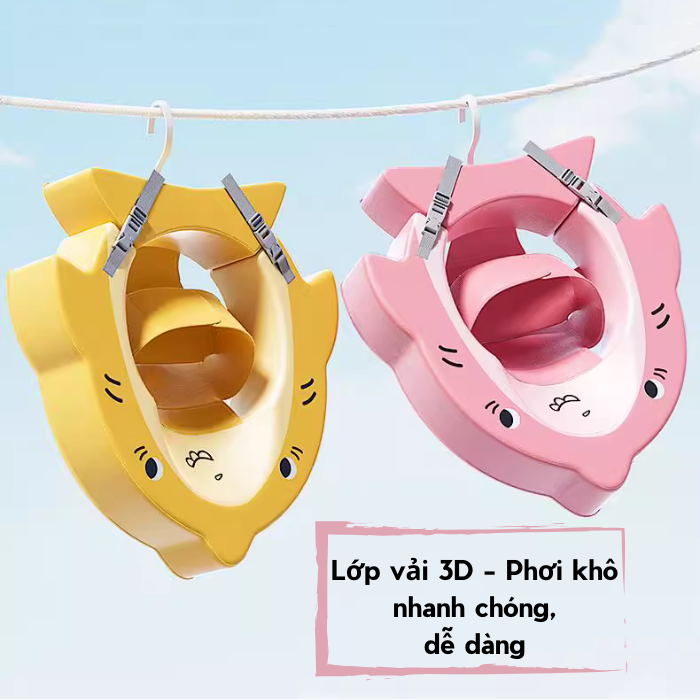 Phao bơi cho bé sơ sinh Voutdoing 3–12 tháng, chống lật an toàn, xốp Foam, vải 3D nhanh khô, 3 màu dễ thương