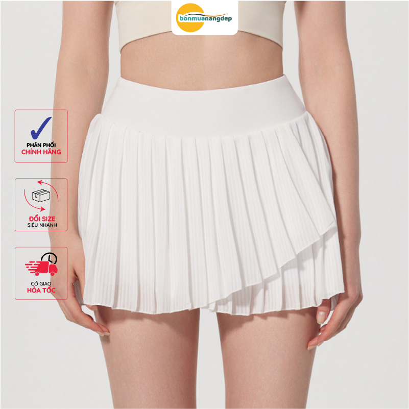 Váy picklebal nữ kiểu xếp li chéo ngắn, trang phục thể thao tạo dáng eo thon