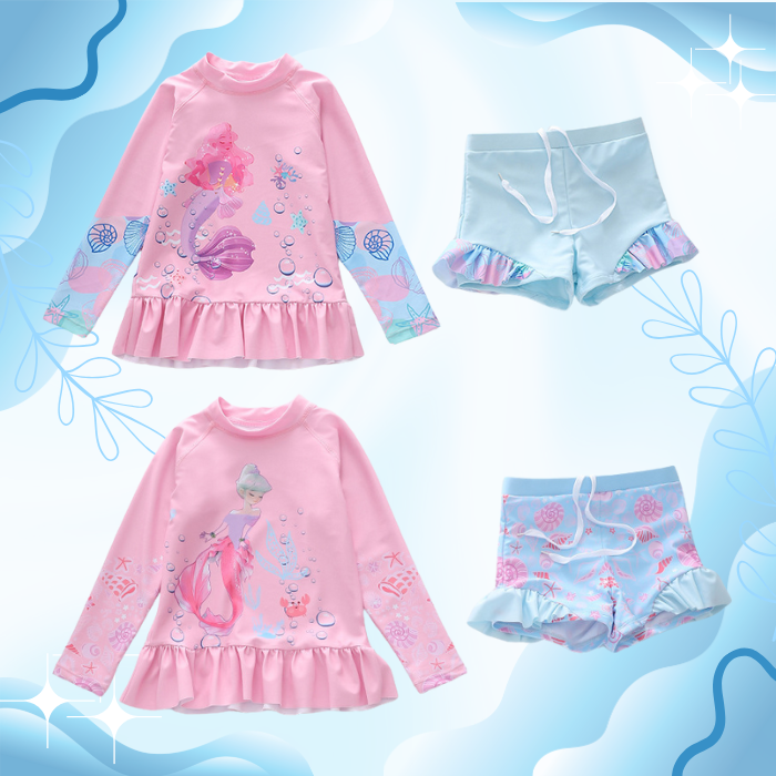 Đồ bơi bé gái tay dài quần bèo nhún đáng yêu