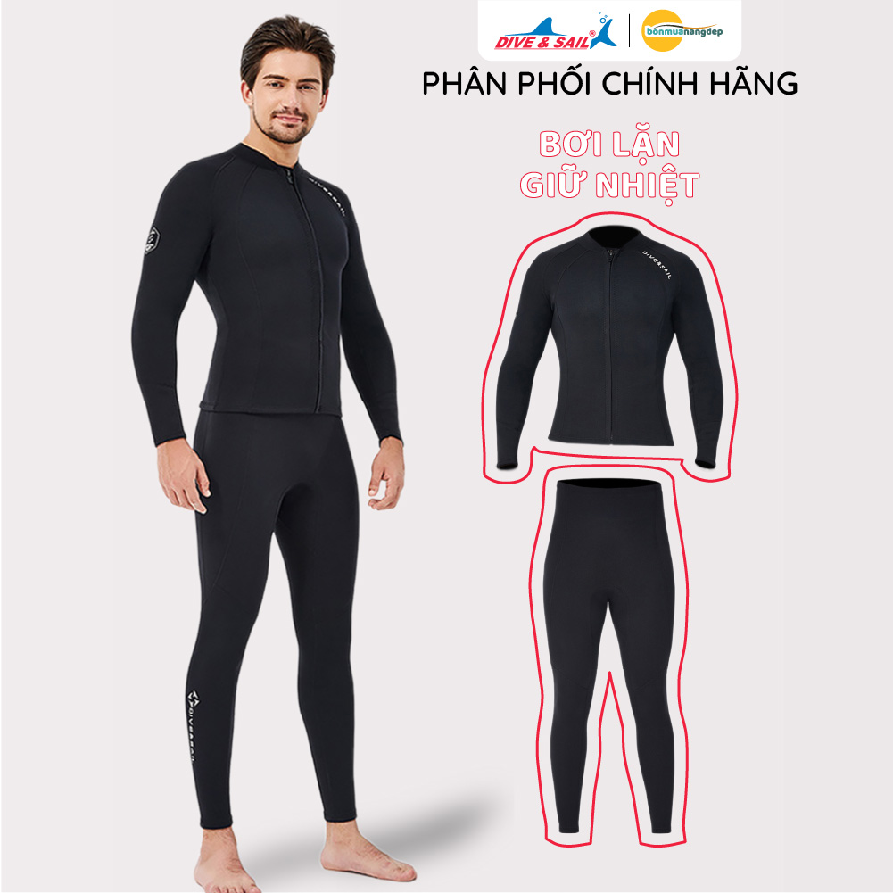 Đồ bơi giữ nhiệt người lớn DIVE AND SAIL cho Nam chất liệu cao su dày 2mm giữ ấm