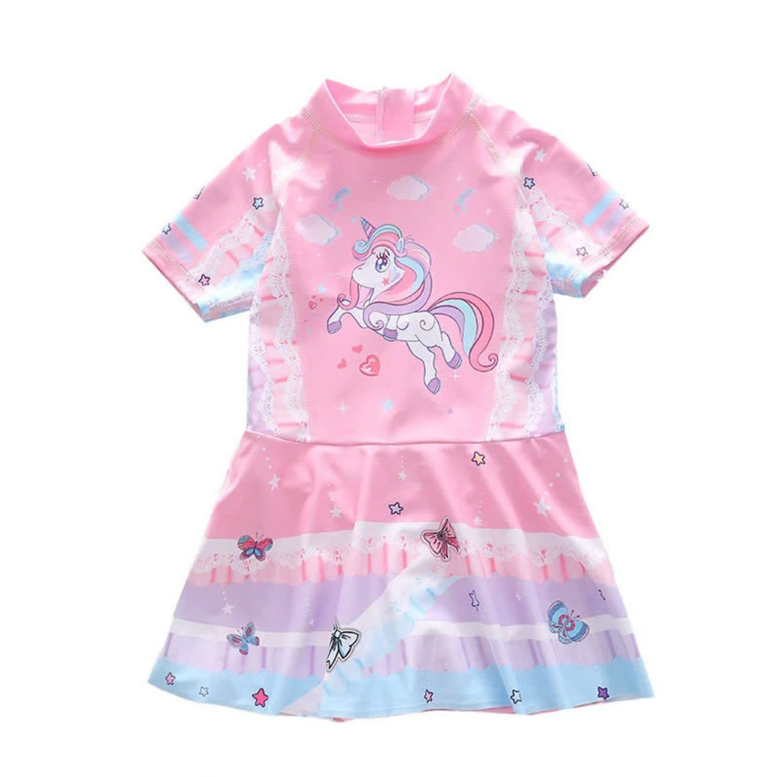 Đồ bơi bé gái váy tay ngắn họa tiết công chúa hoạt hình mẫu mới 2024 siêu đáng yêu P243