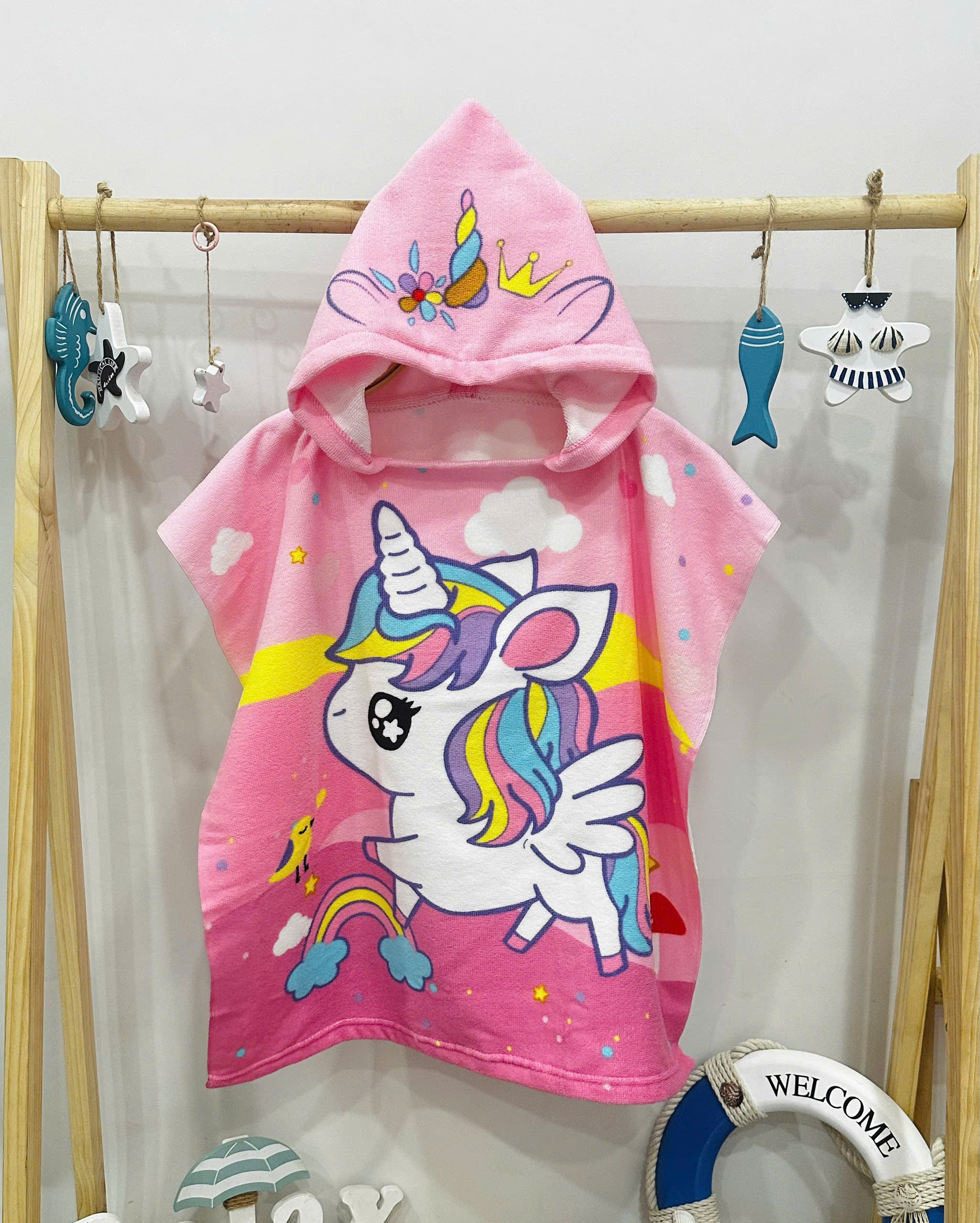 Khăn choàng tắm đi biển chống lạnh cho bé khi lên bờ kích thước 60*120cm