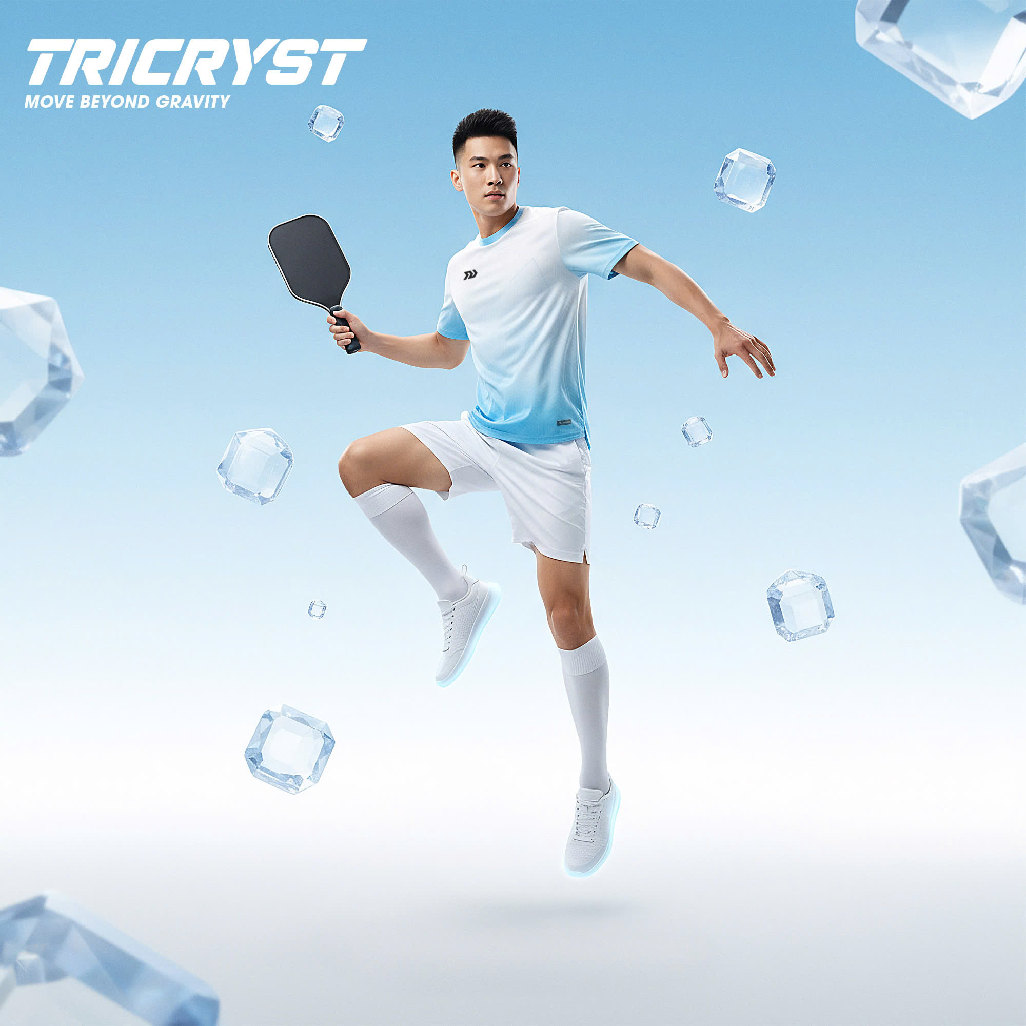 Áo picklebal nam, áo thể thao nam cổ tròn Tricryst năng động thời trang co giãn 4 chiều thấm hút mồ hôi