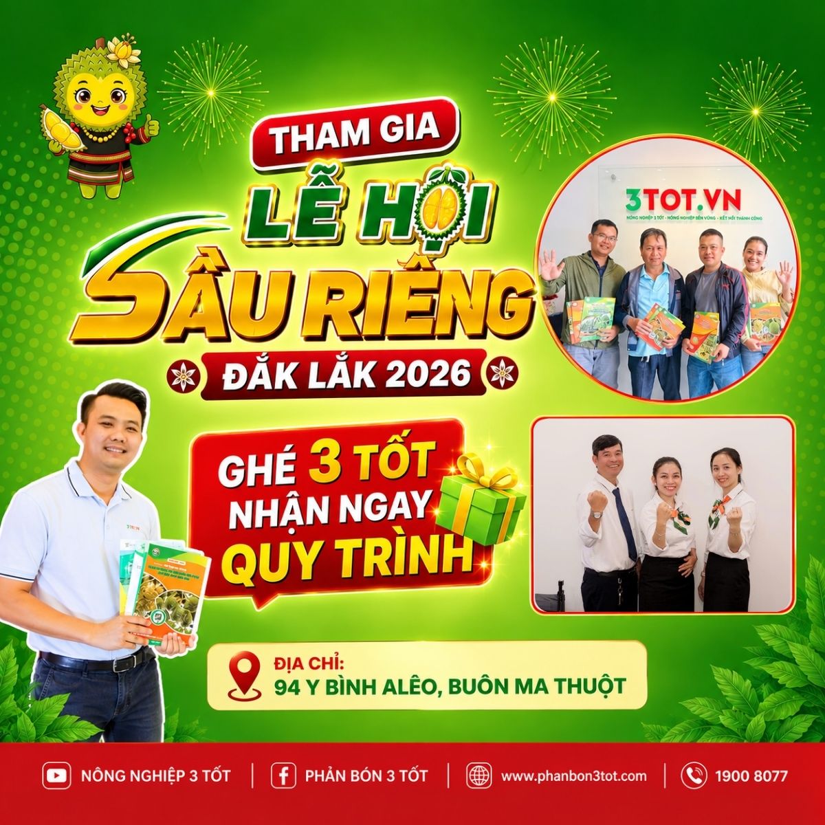LỄ HỘI SẦU RIÊNG ĐẮK LẮK 2026 – GHÉ 3 TỐT NHẬN NGAY QUY TRÌNH CHĂM SÓC SẦU RIÊNG