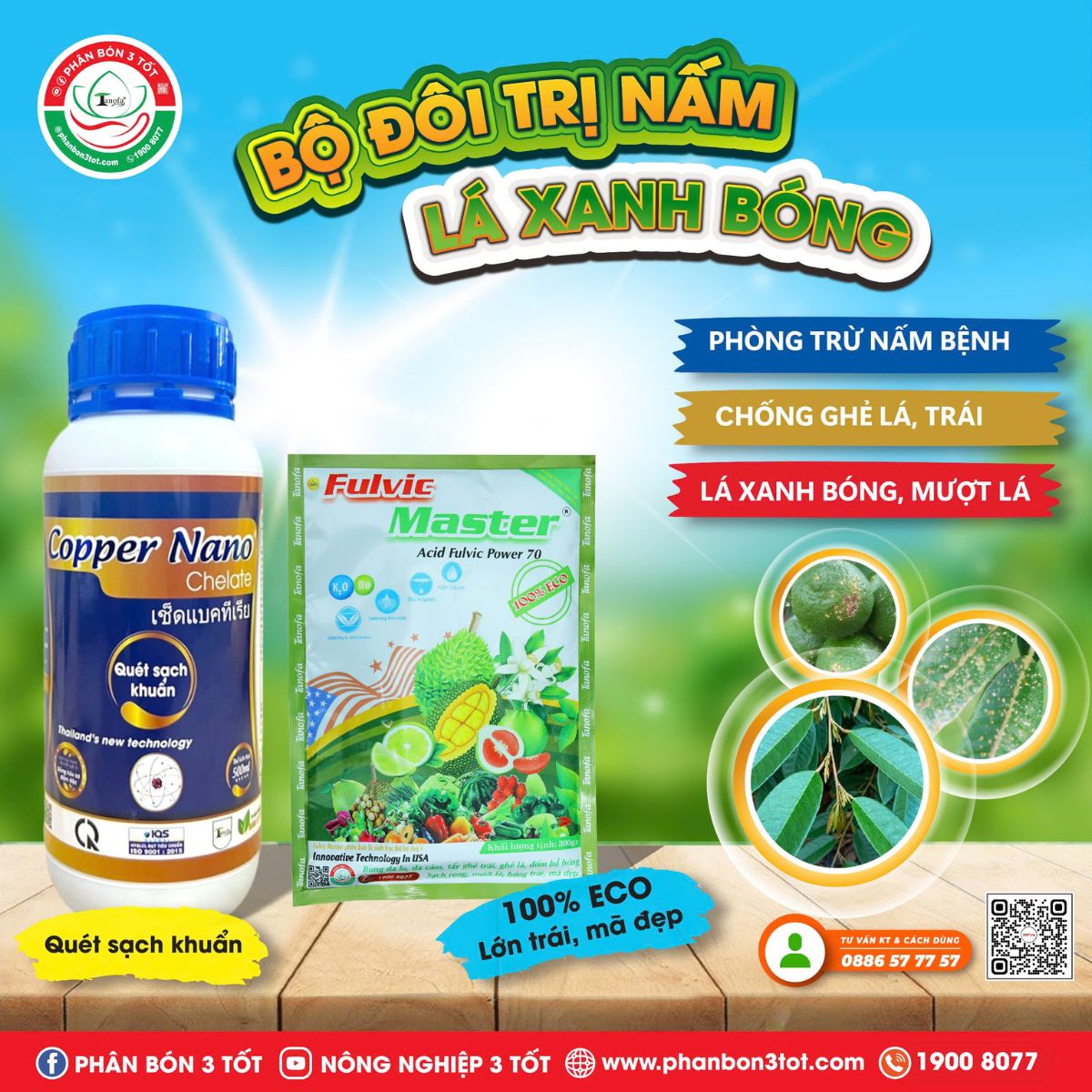BỘ ĐÔI TRỊ NẤM, LÁ XANH BÓNG: COPPER NANO & FULVIC MASTER BỘ ĐÔI TRỊ NẤM, LÁ XANH BÓNG: COPPER NANO & FULVIC MASTER