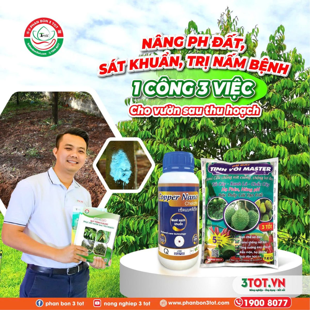 NÂNG PH ĐẤT - SÁT KHUẨN - TRỊ NẤM BỆNH: 1 CÔNG 3 VIỆC CHO VƯỜN SAU THU HOẠCH NÂNG PH ĐẤT - SÁT KHUẨN - TRỊ NẤM BỆNH: 1 CÔNG 3 VIỆC CHO VƯỜN SAU THU HOẠCH