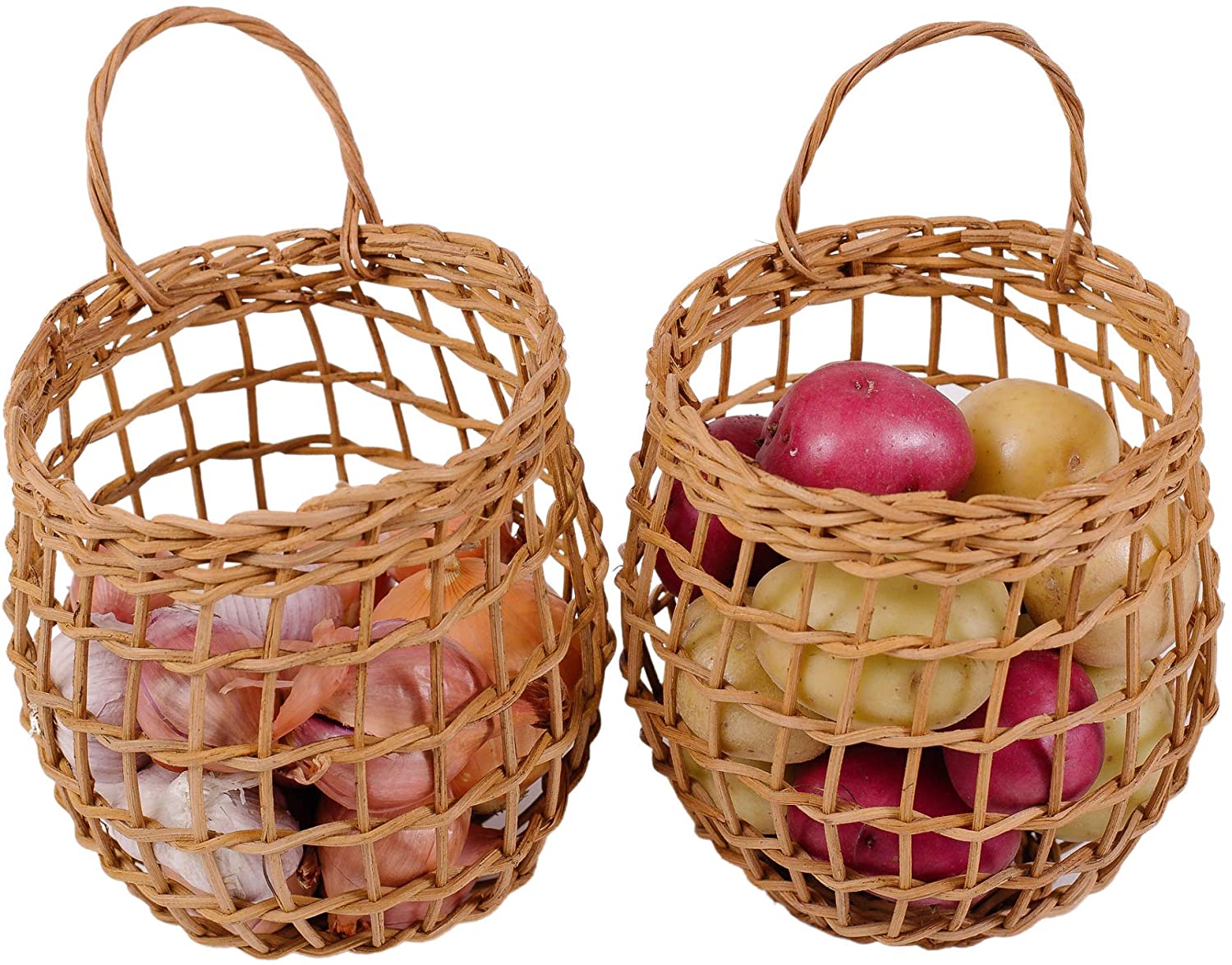 Rattan basket for onions potatoe and garlic 01