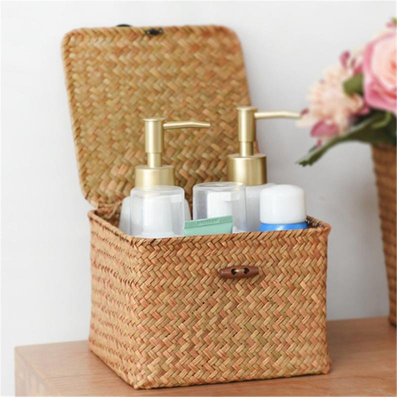 Bamboo storage basket fruits clothing bags pinic suitcase for camping