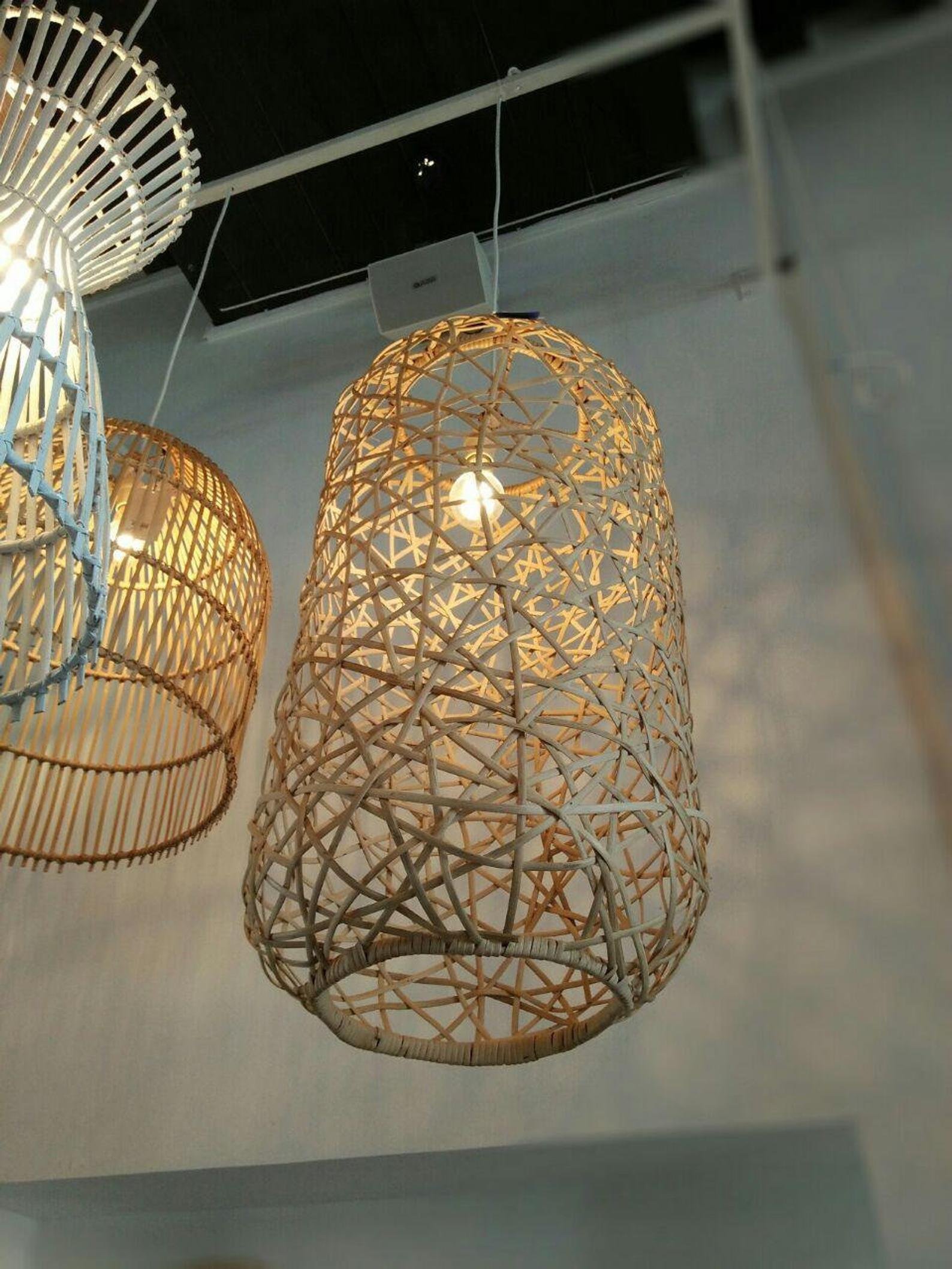 Wholesales Set of 3 Bamboo Ceiling Light Rattan Wicker Wall Hanging Lampshade for Home decorations