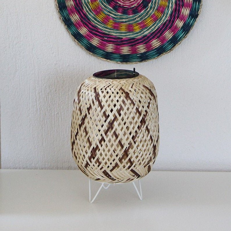 Hot trend Large Bamboo Hangng Lamp Boho Chinese Lantern Bamboo Lampshade Bamboo Pendant Light Wood Wicker
