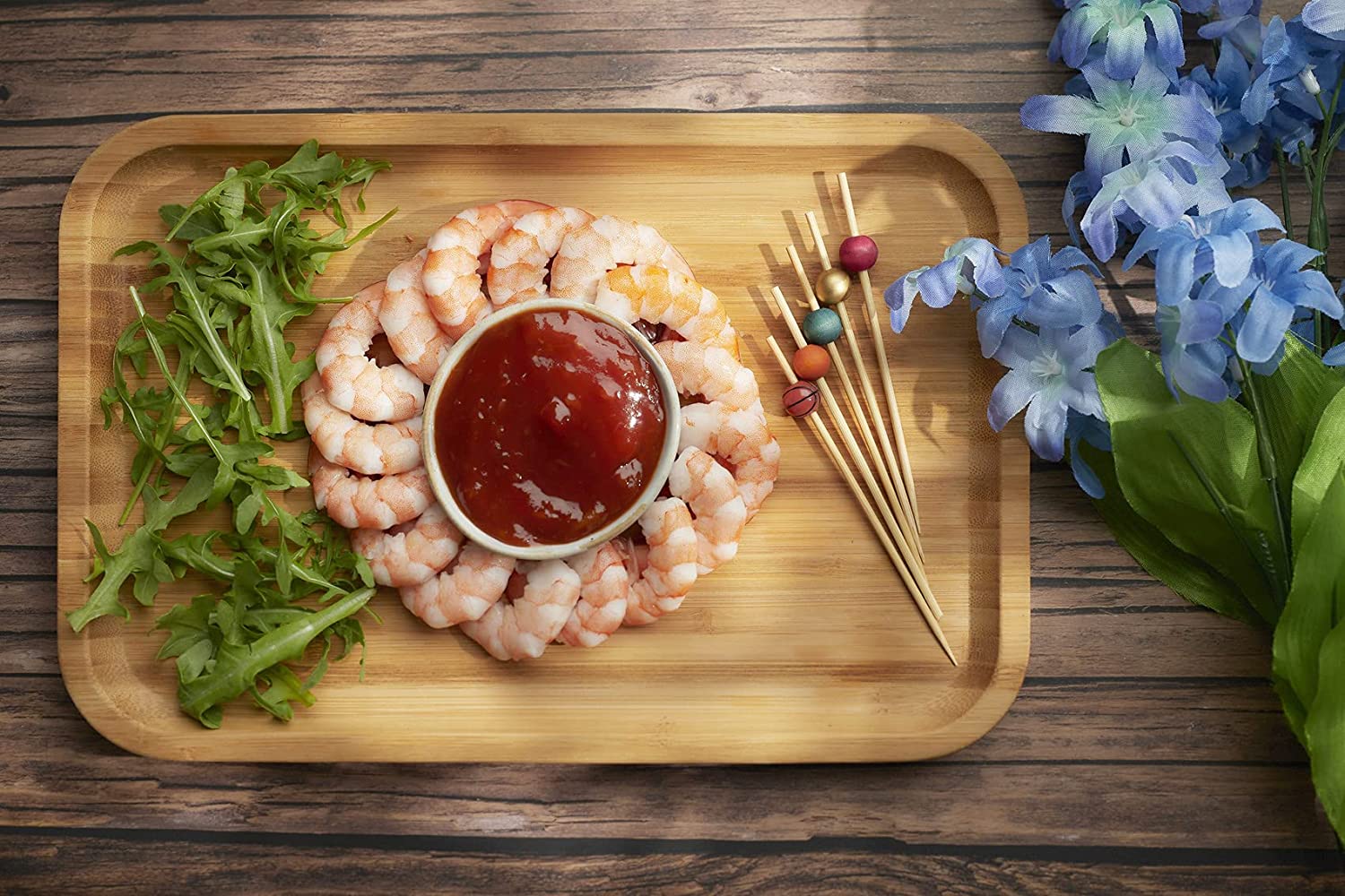 modern table decoration food fruit ice tray 35x35cm wood bamboo servuing tray wholesale