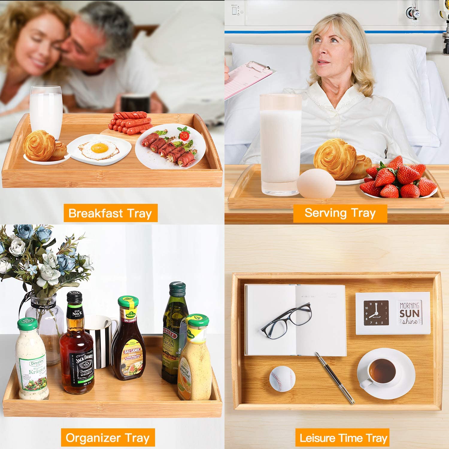 Round Bamboo Fibre Serving Tray, BPA Free Food Tray