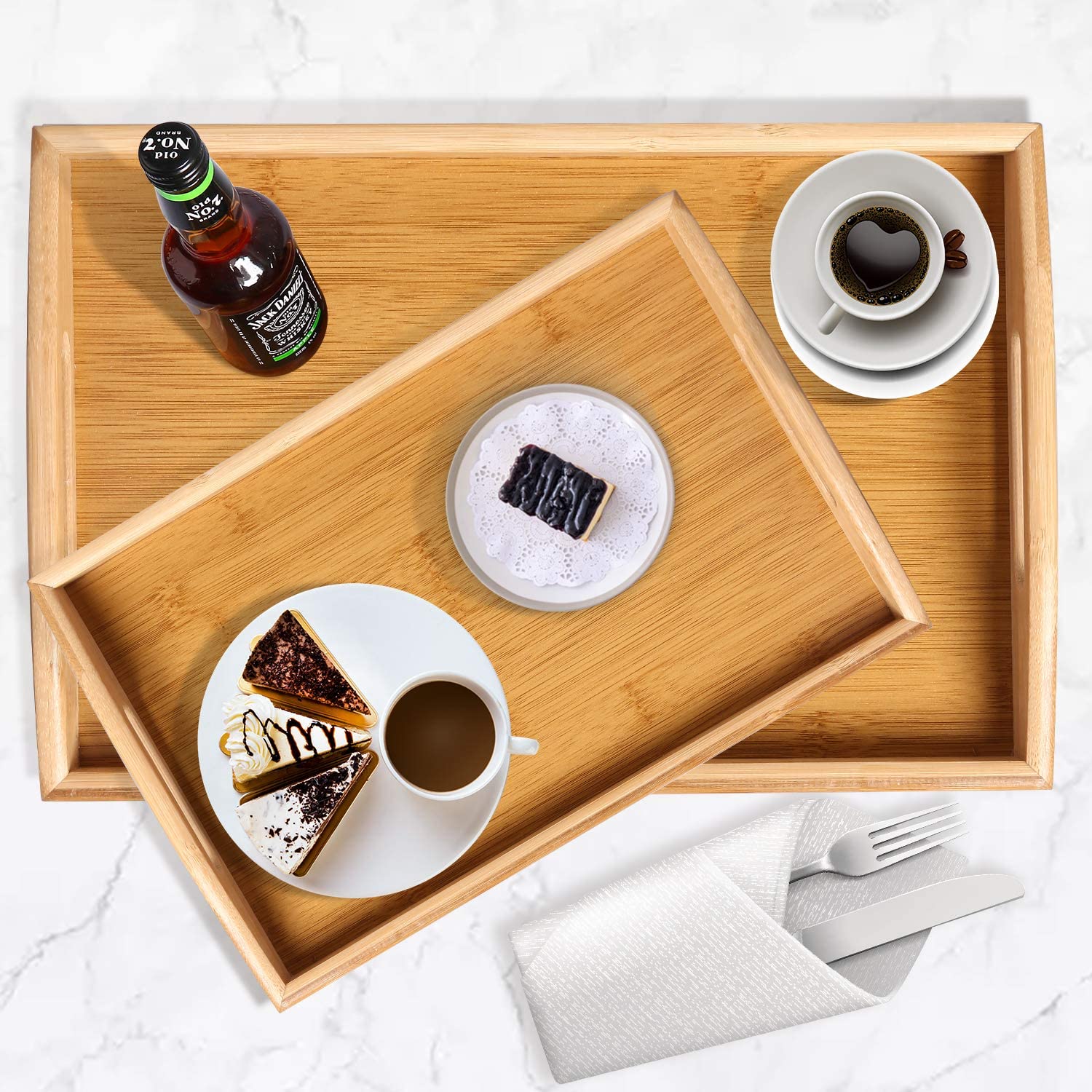 Round Bamboo Fibre Serving Tray, BPA Free Food Tray