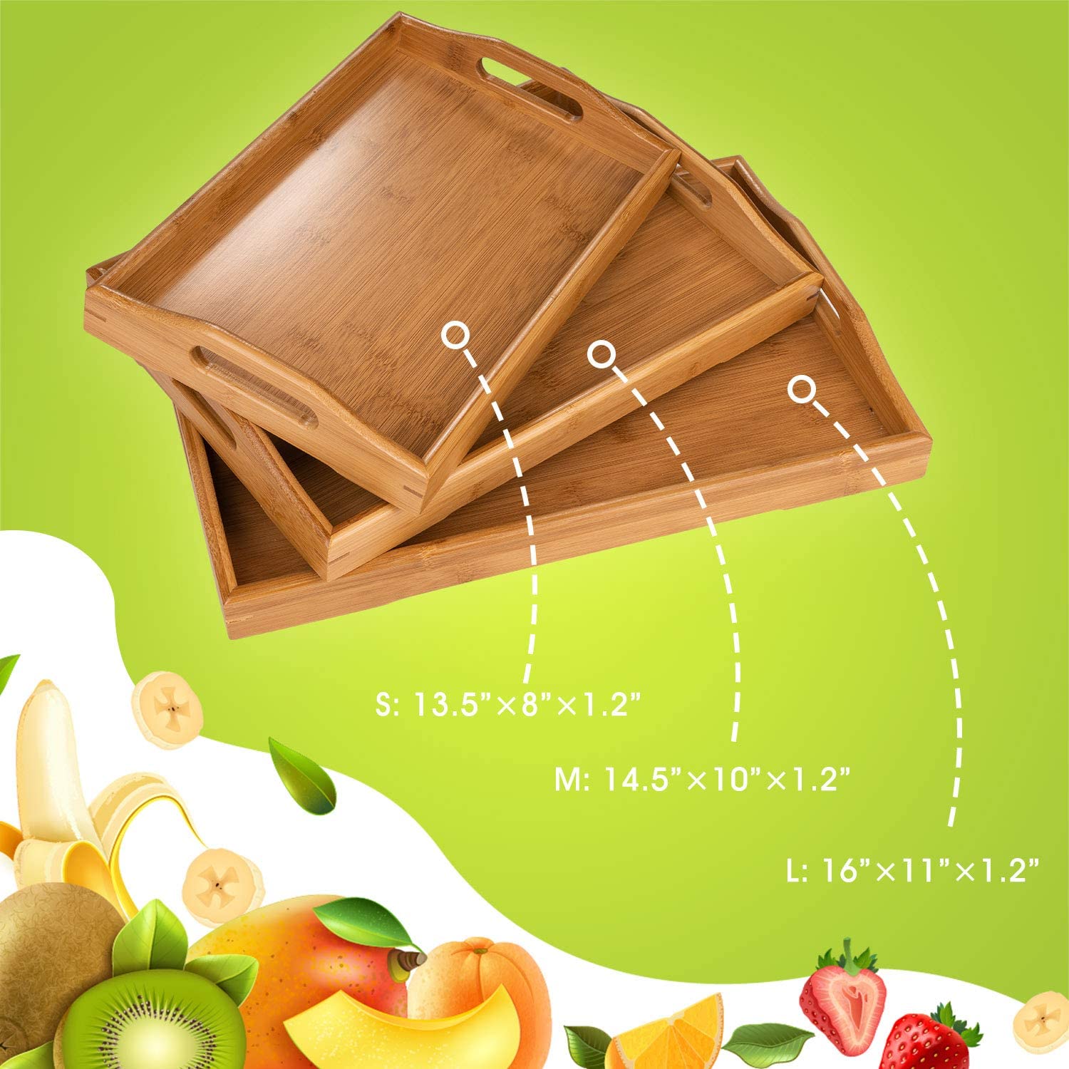 Wholesale 100% Organic Natural Wooden Bamboo Rolling Trays with handle Bamboo Round Serving Trays