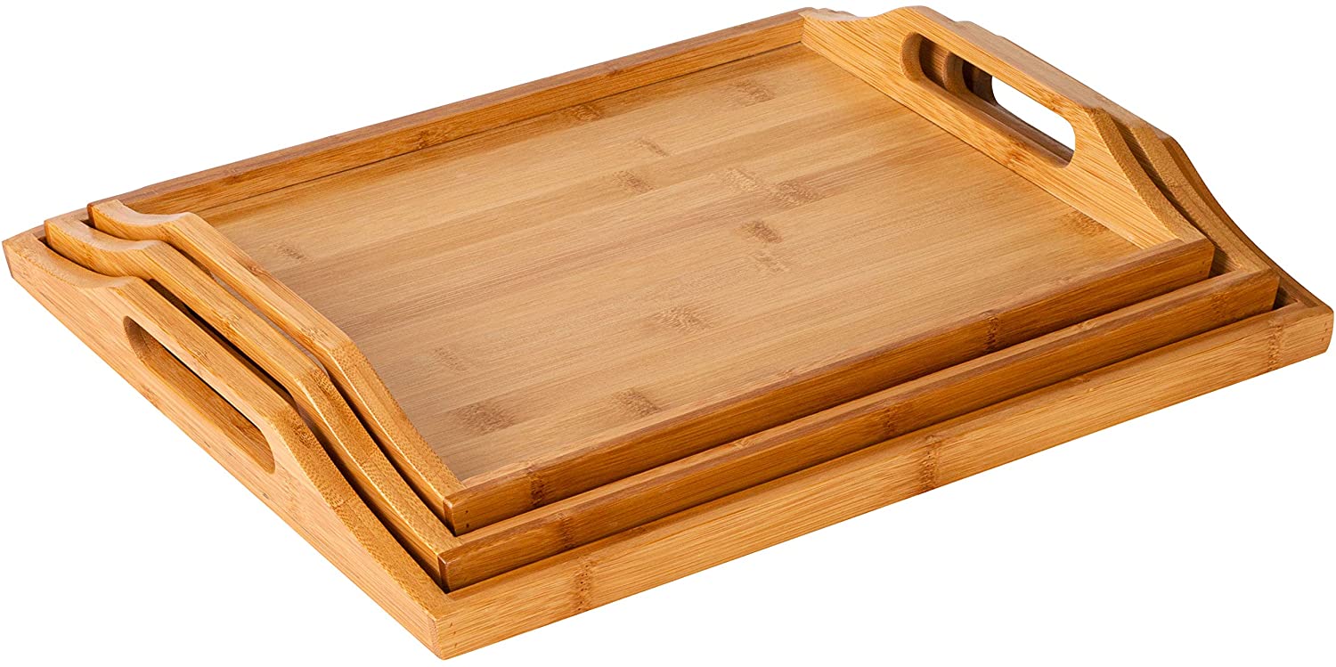 Traditional Chinese Style and Bamboo Material serving tray with handles