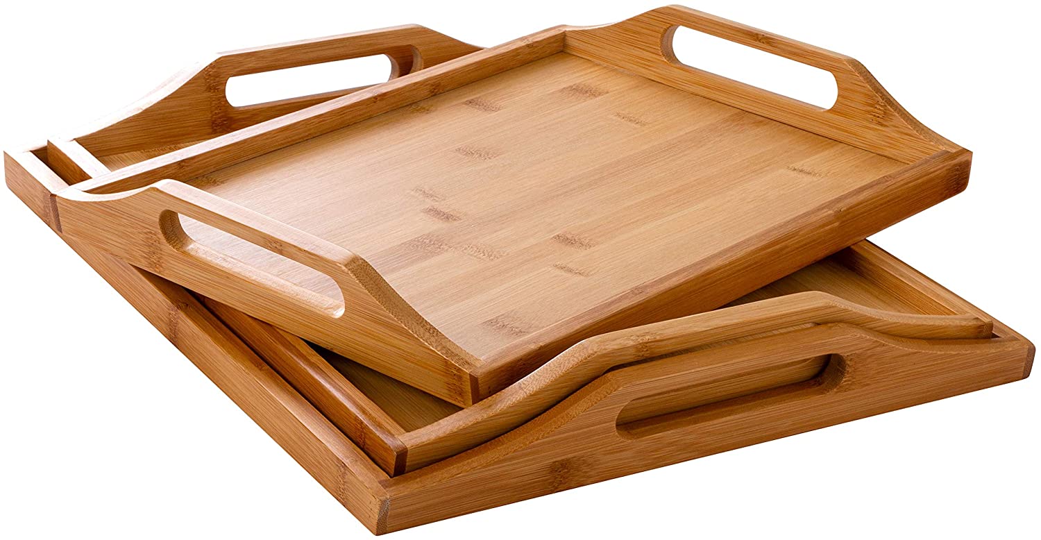 Traditional Chinese Style and Bamboo Material serving tray with handles