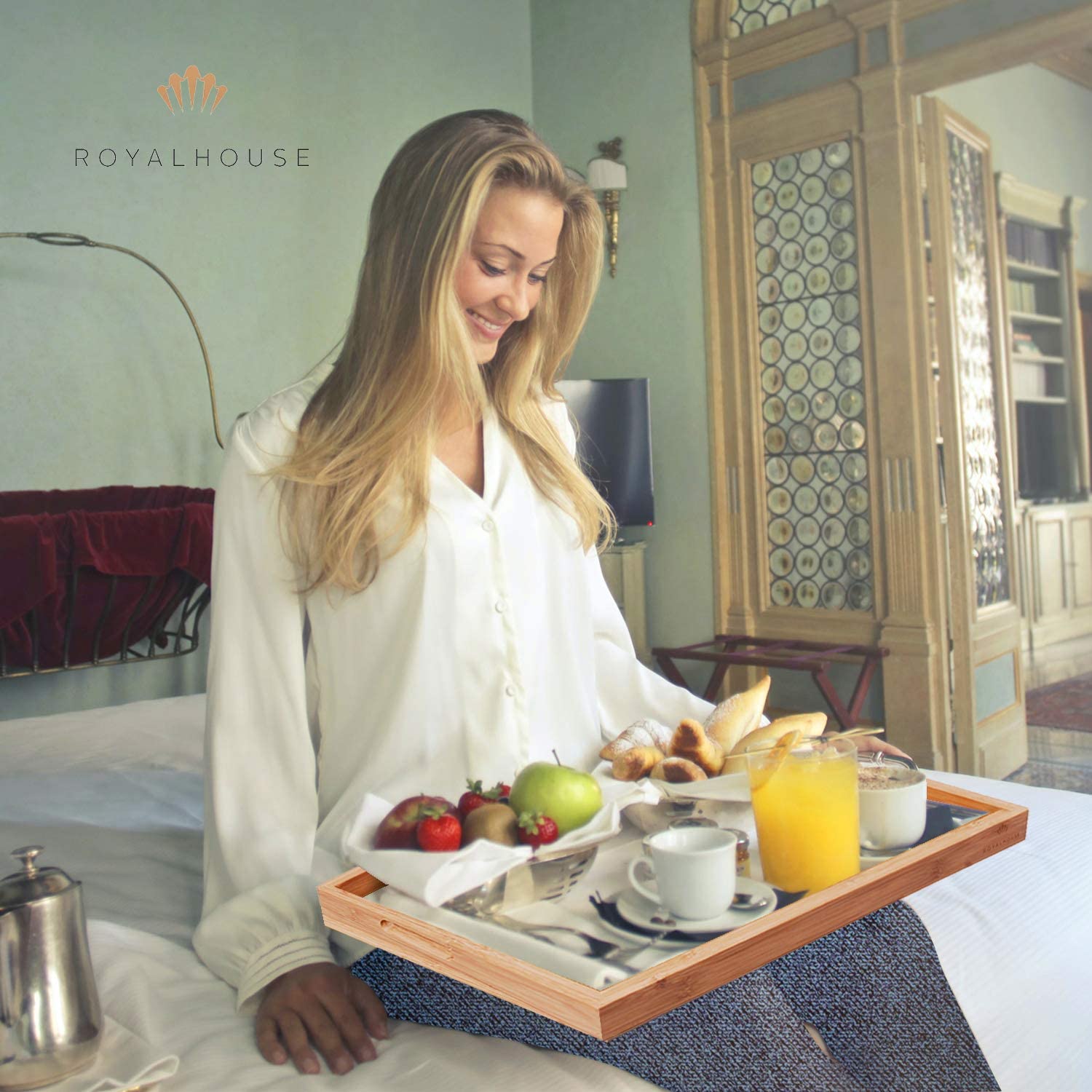 Kitchen Accessories Food Snake Wine Serving Bamboo Tray With Handles