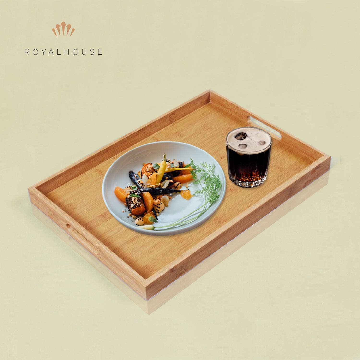 Kitchen Accessories Food Snake Wine Serving Bamboo Tray With Handles