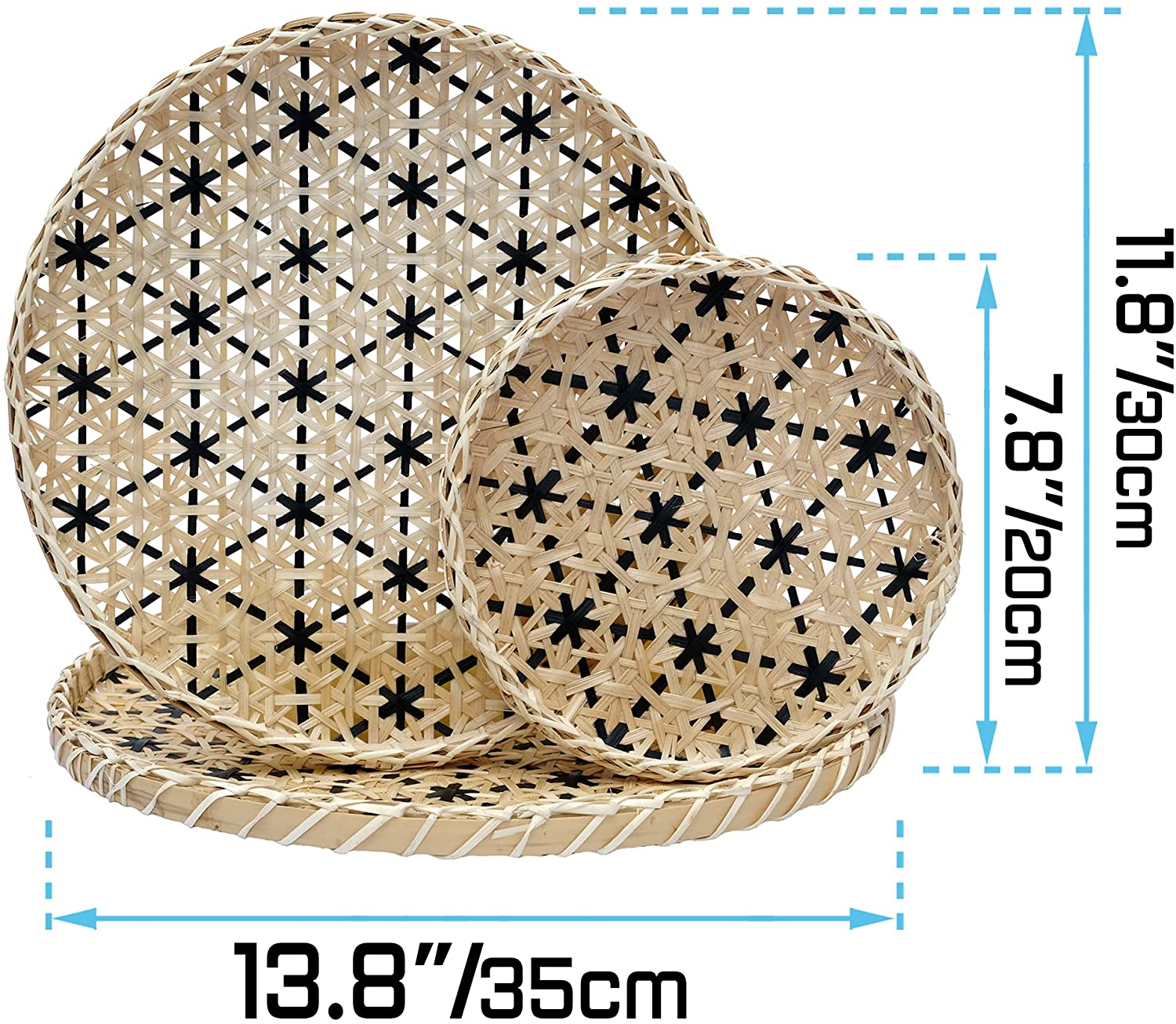 SET Of 2 Rattan Tray With Mother Of pearl made in Vietnam Wholesale