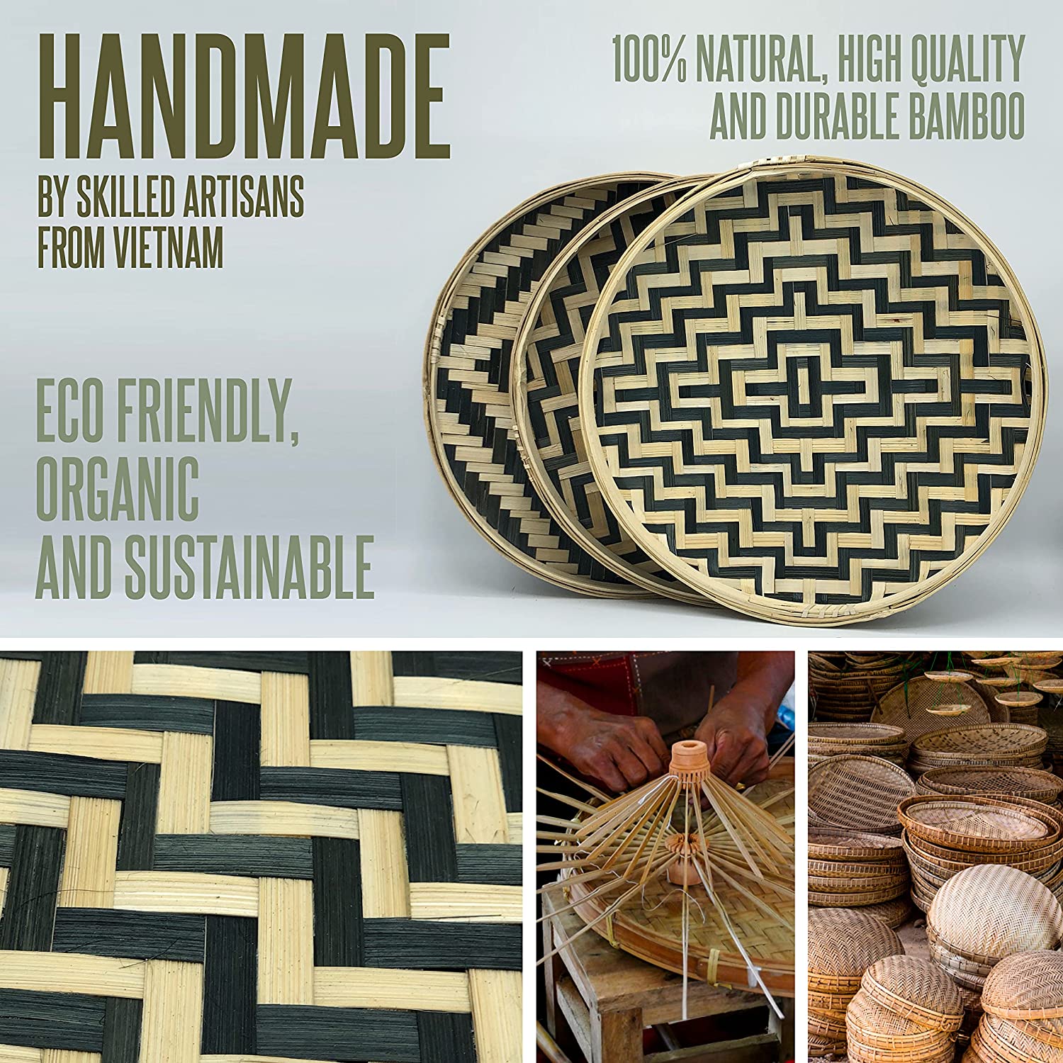Round Serving Tray Wooden Bamboo Circle Tray High quality large custom food melamine mdf board 100% biodegradable Serving tray