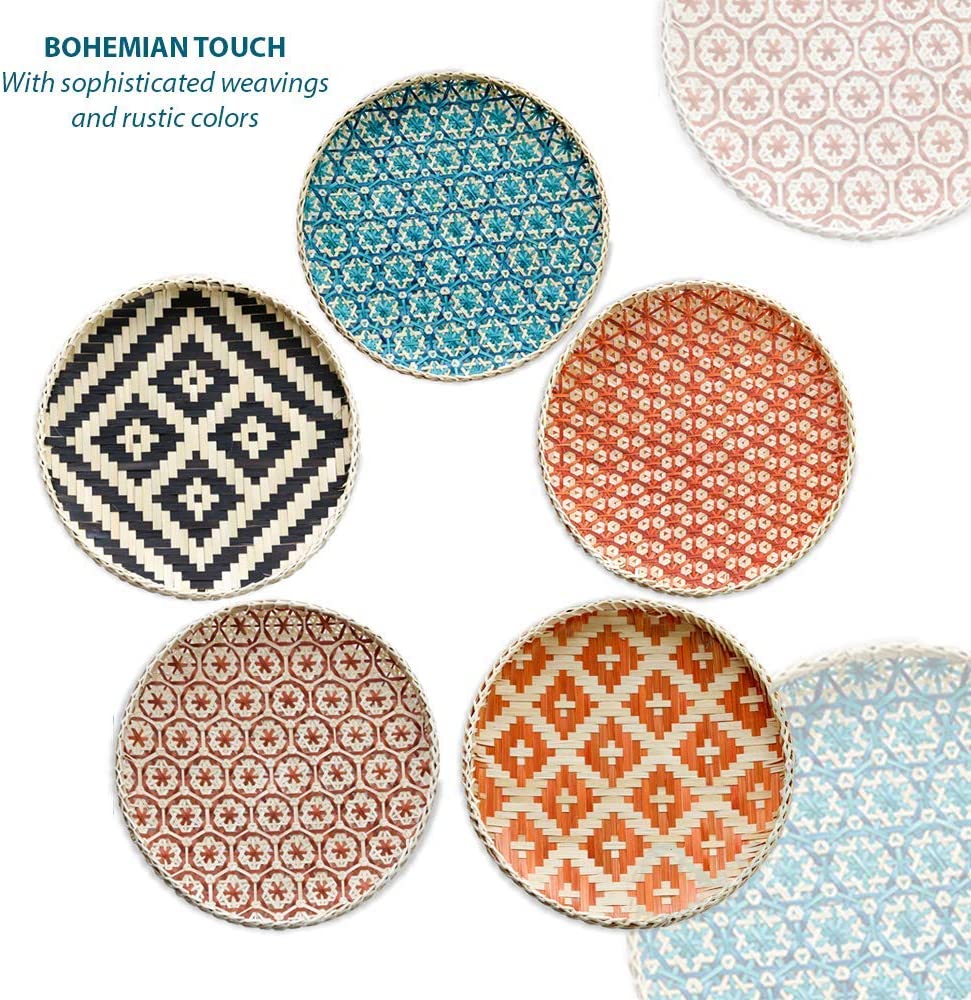 Vietnam Handmade Rectangle Bamboo Rattan Decorative Trays for Stuffs Storage or Home Decor