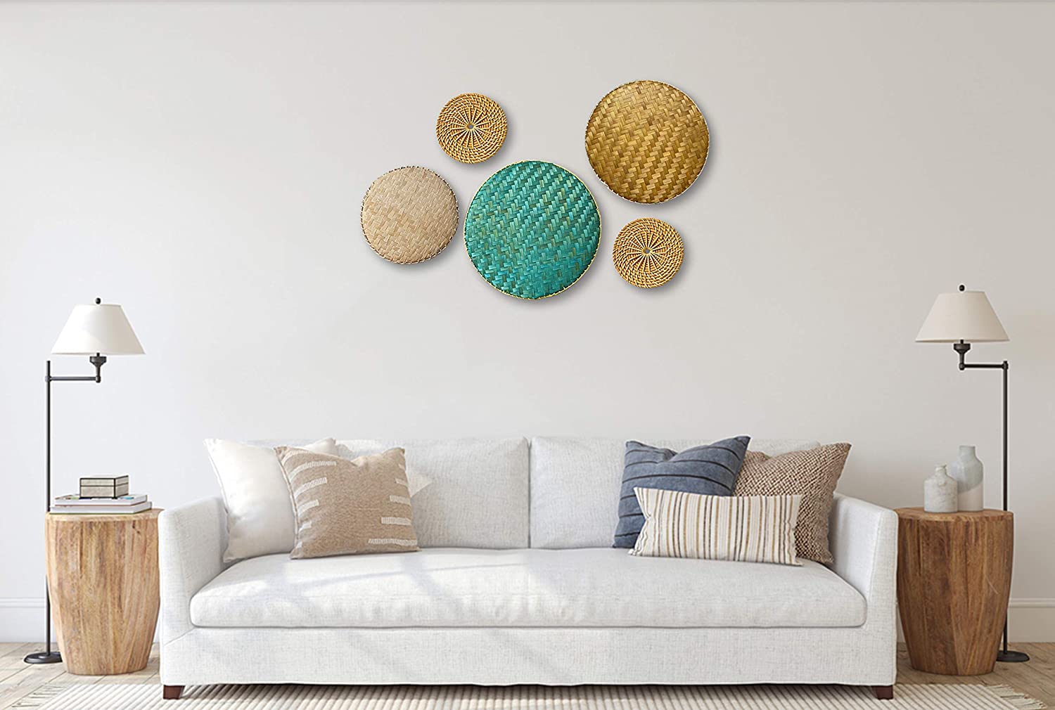 Factory direct sales with Handles Wooden Bamboo Circle Tray High quality large custom food serving tray