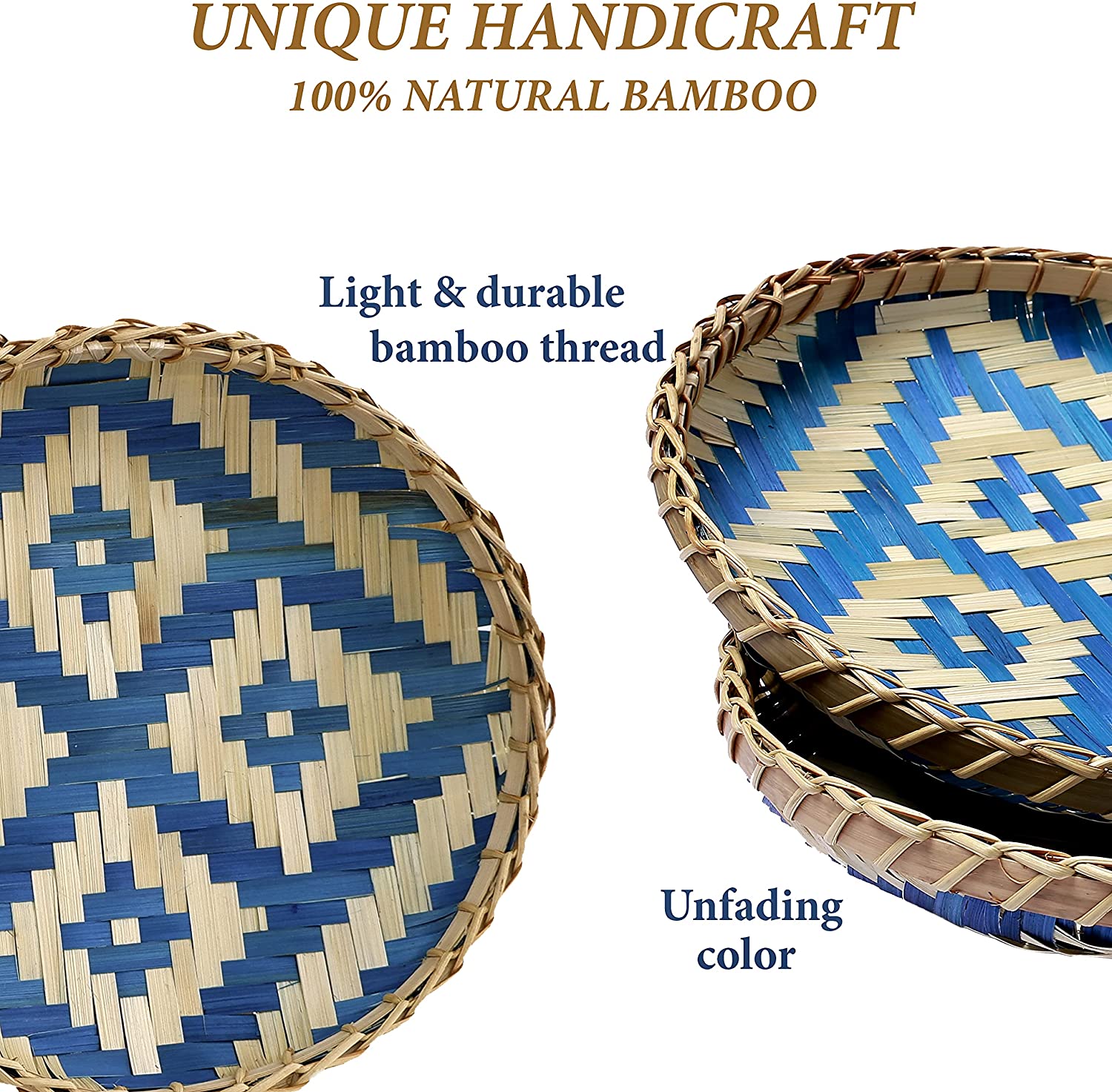 Custom Bamboo Serving Tray High Quality Solid Wood Bamboo Round Food Service Tray