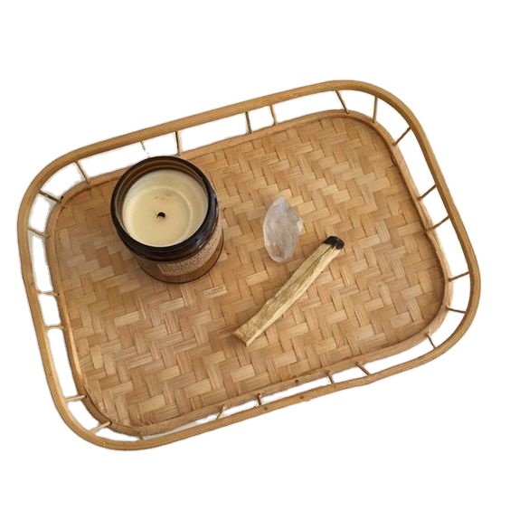 Wholesale Eco-friendly Woven Bamboo Wicker food & drink Serving Tray made in Vietnam