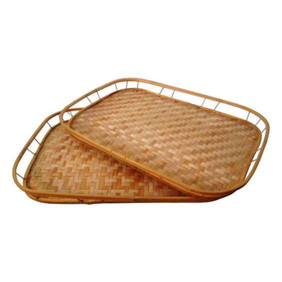 Wholesale Eco-friendly Woven Bamboo Wicker food & drink Serving Tray made in Vietnam