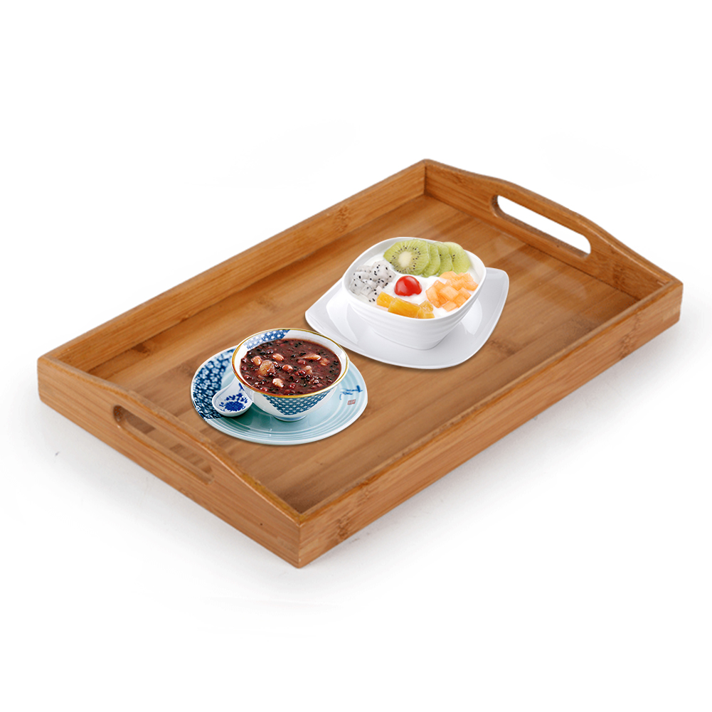 Wholesale Eco-friendly Vietnamese rectangular Bamboo food & drink Serving Tray with handles