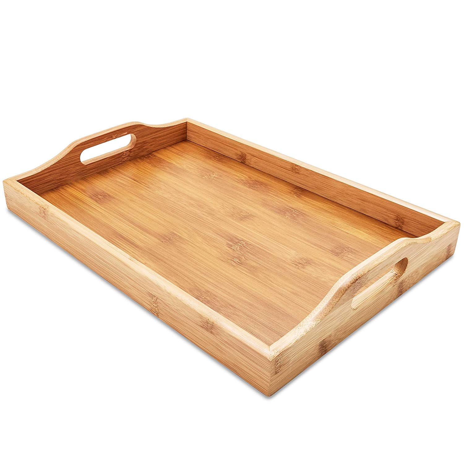 Wholesale Eco-friendly Vietnamese rectangular Bamboo food & drink Serving Tray with handles