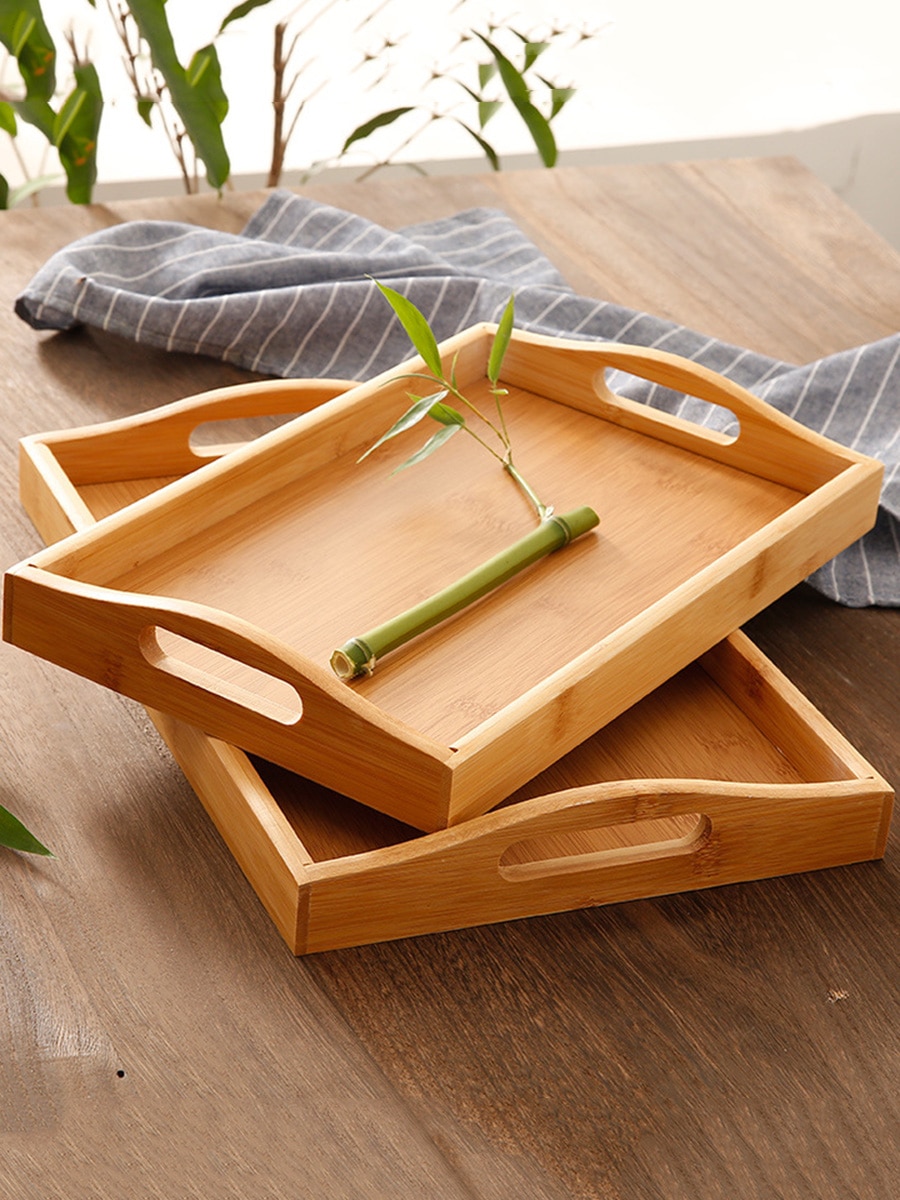 Wholesale Eco-friendly Vietnamese rectangular Bamboo food & drink Serving Tray with handles