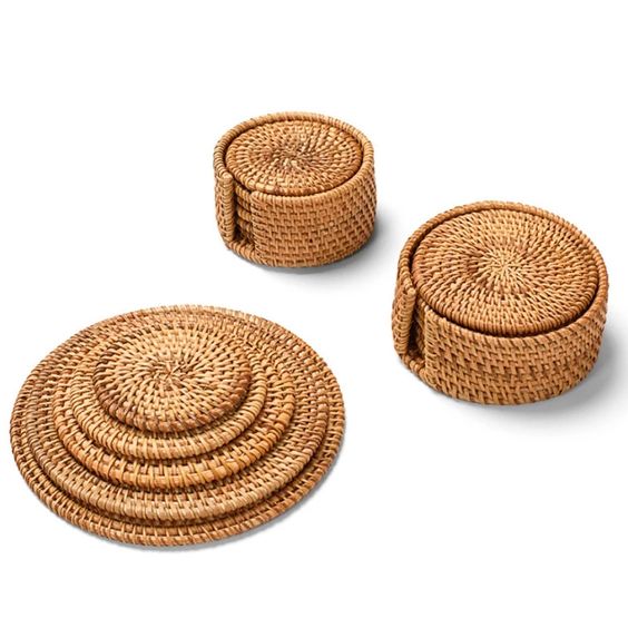 Banana and Water Hyacinth Placemat (Set of 2) Large Handmade Braided placemats, Boho placemats, Natural placemats Heat Resistant Coaster Set