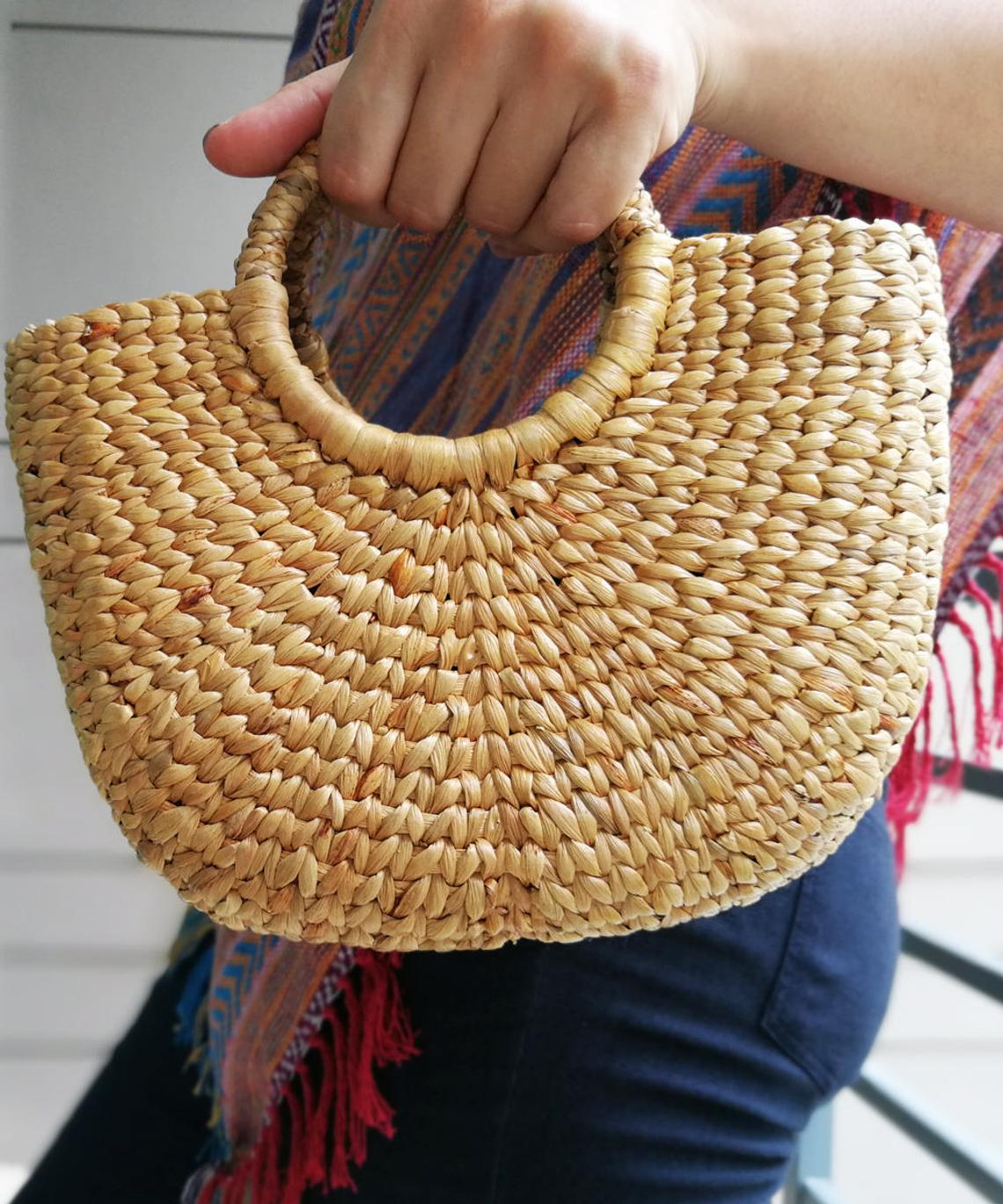 Natural Water Hyacinth Tote bag. “Bento” Handbag. Eco and natural alternative to plastic. Large.