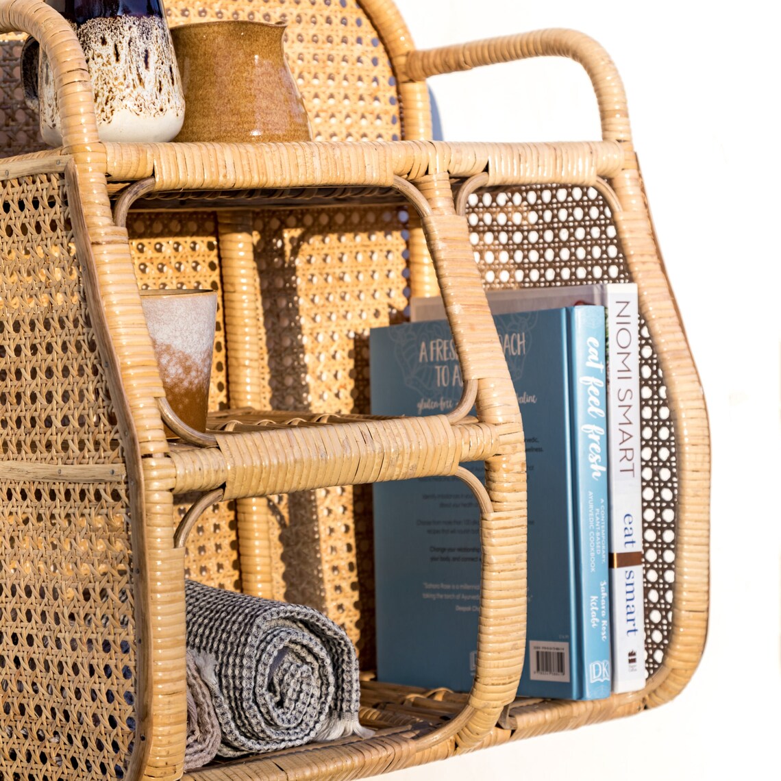 Rattan bamboo wall Sheft, Wall hanger, Cane Wall Hanger, Wall Decor