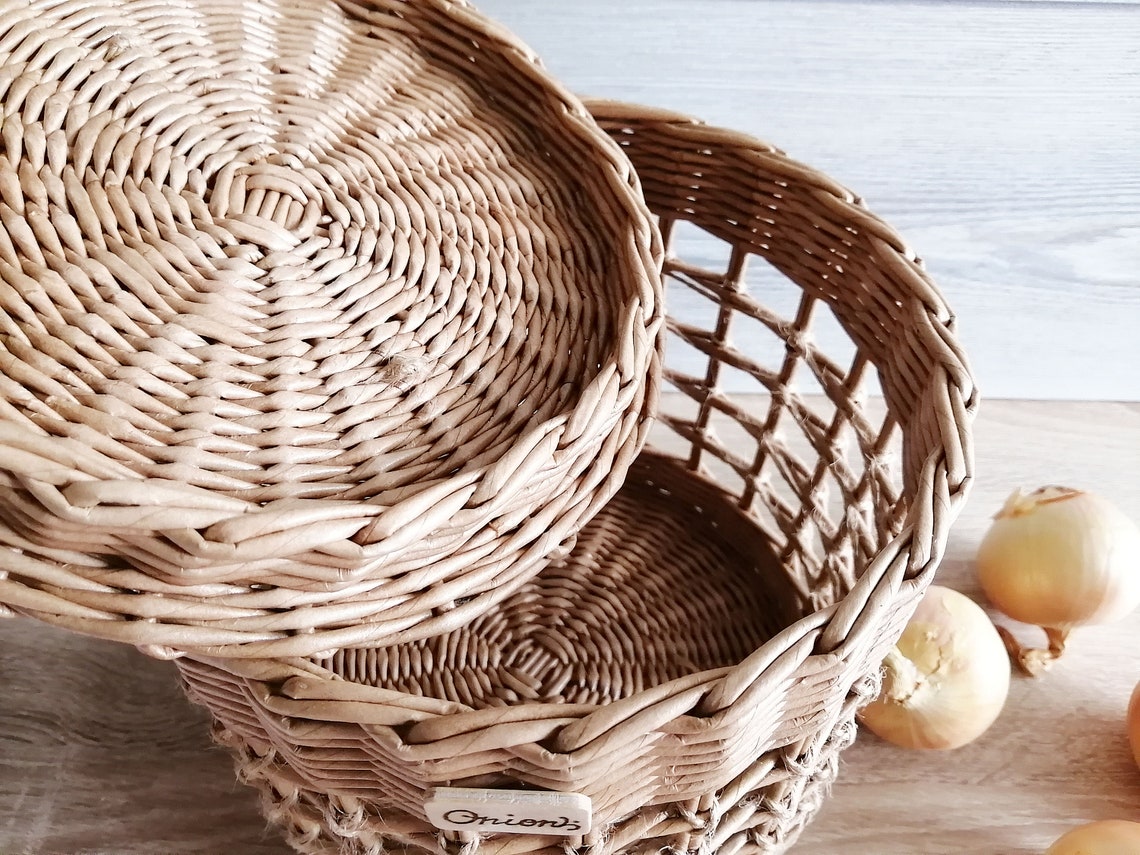 Rattan basket for onions potatoe and garlic 11