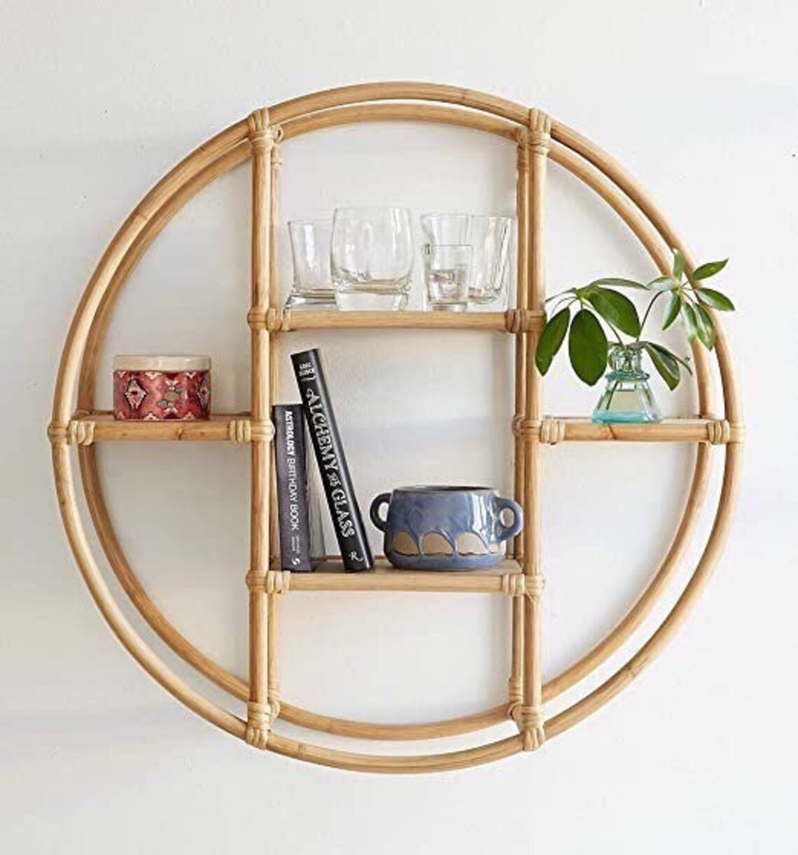 New design Rattan Arc Wall Shelf Handmade