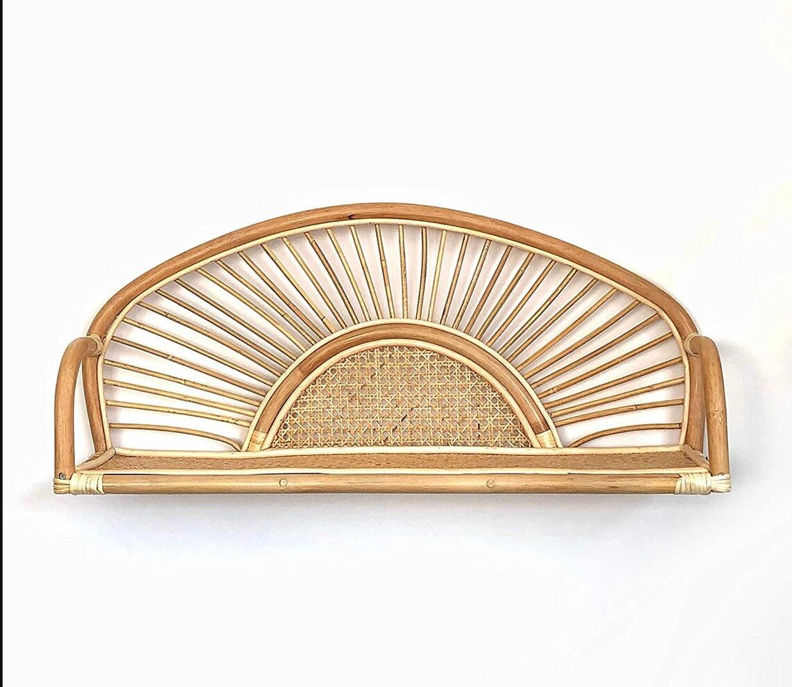 Hot trend Rattan Arc Wall Shelf Handmade