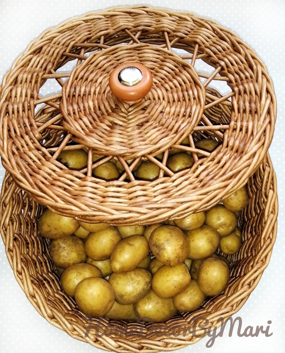 Rattan basket for onions potatoe and garlic 08