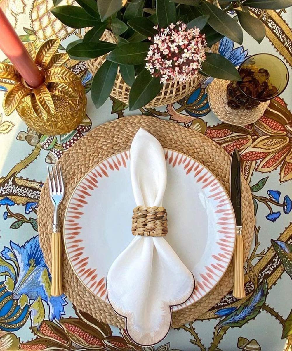 Round Woven Napkin Ring, Water Hyacinth Napkins Rings, Rustic Napkin Rings, Handmade Braided Grass Napkin Ring