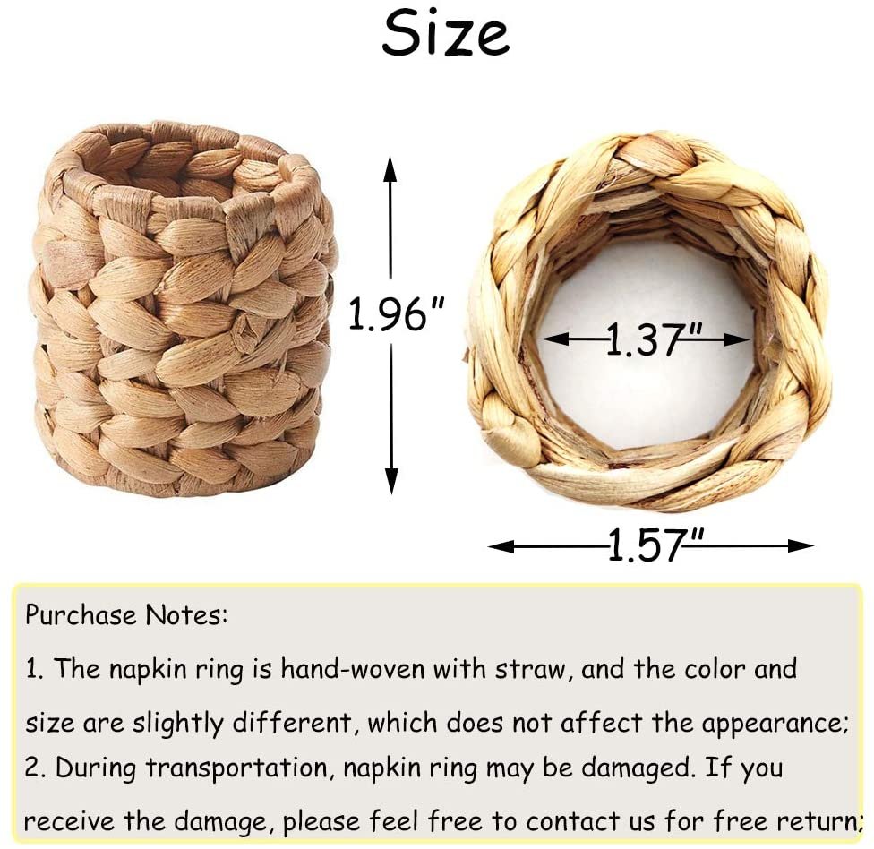Round Woven Napkin Ring, Water Hyacinth Napkins Rings, Rustic Napkin Rings, Handmade Braided Grass Napkin Ring