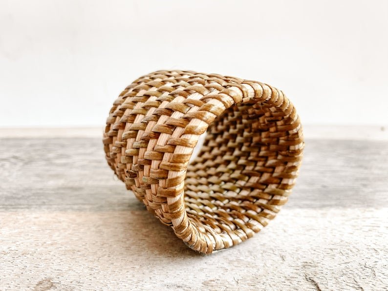 Rattan Table Set - Napkin Rings Holder Placemats Dining Table, Eco Friendly Table Decoration Set of 8