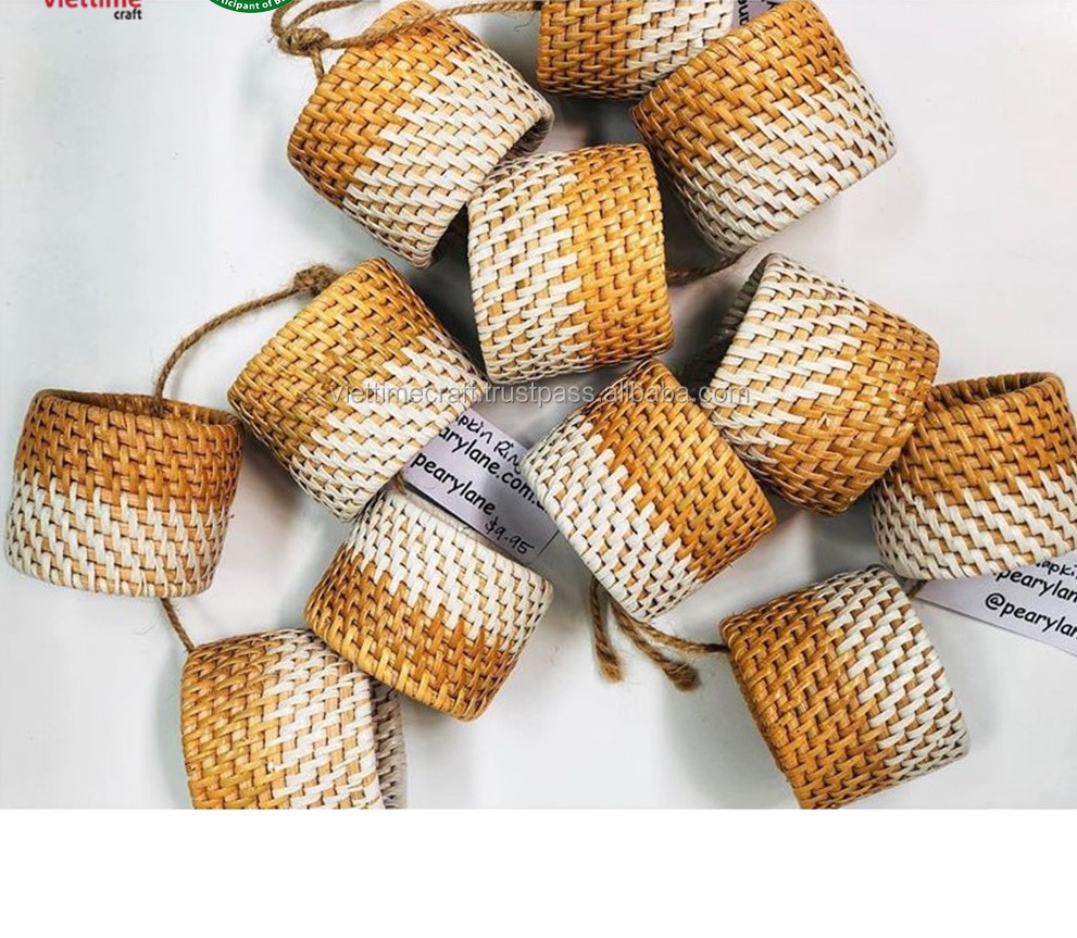 Natural Water Hyacinth Seagrass Woven Placemats, Round and Thick -Set of Matching Napkin Rings