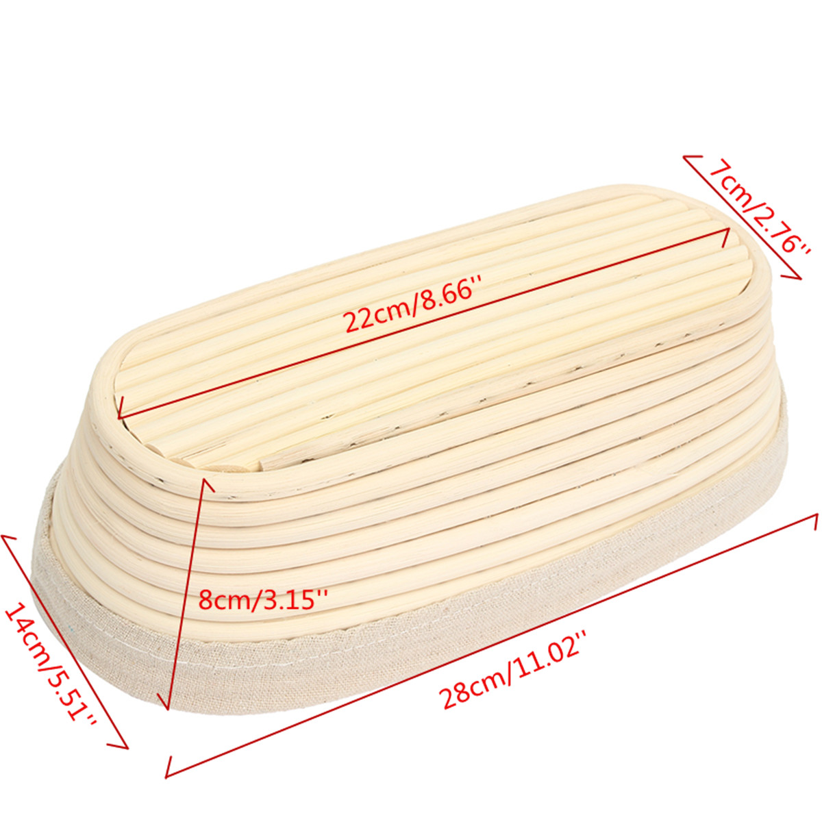 High quality 100% Eco-friendly Rattan Long Oval Rattan Bread Proofing Basket 28 cm Bread Maker with Liner