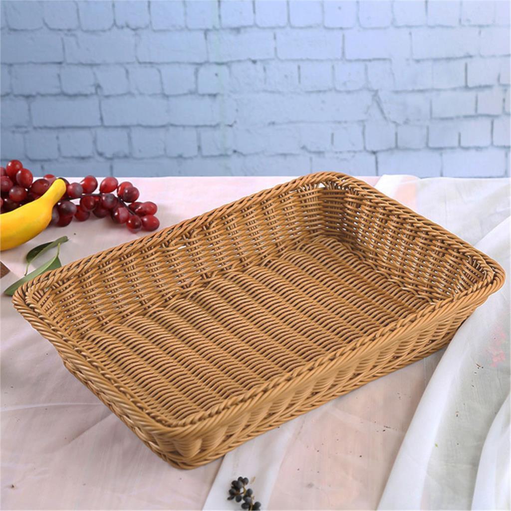 Best Seller Vietnam Hand Woven Natural Rattan Bread Basket Rectangular Baguette Display Tray for Bakery