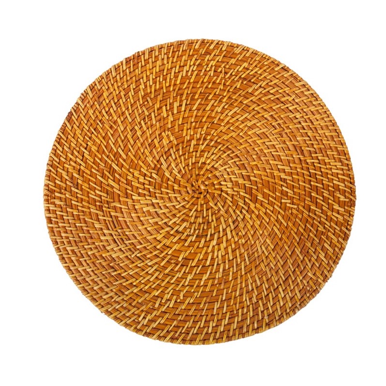 Vietnamese Vintage Round D25cm Woven Braided Rattan Placemat