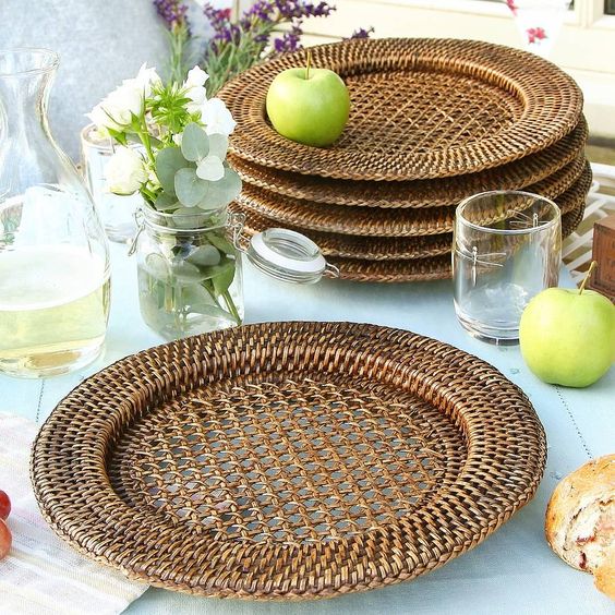 Round Woven Wicker Rattan Placemat 13 In. perfect for modern decoration