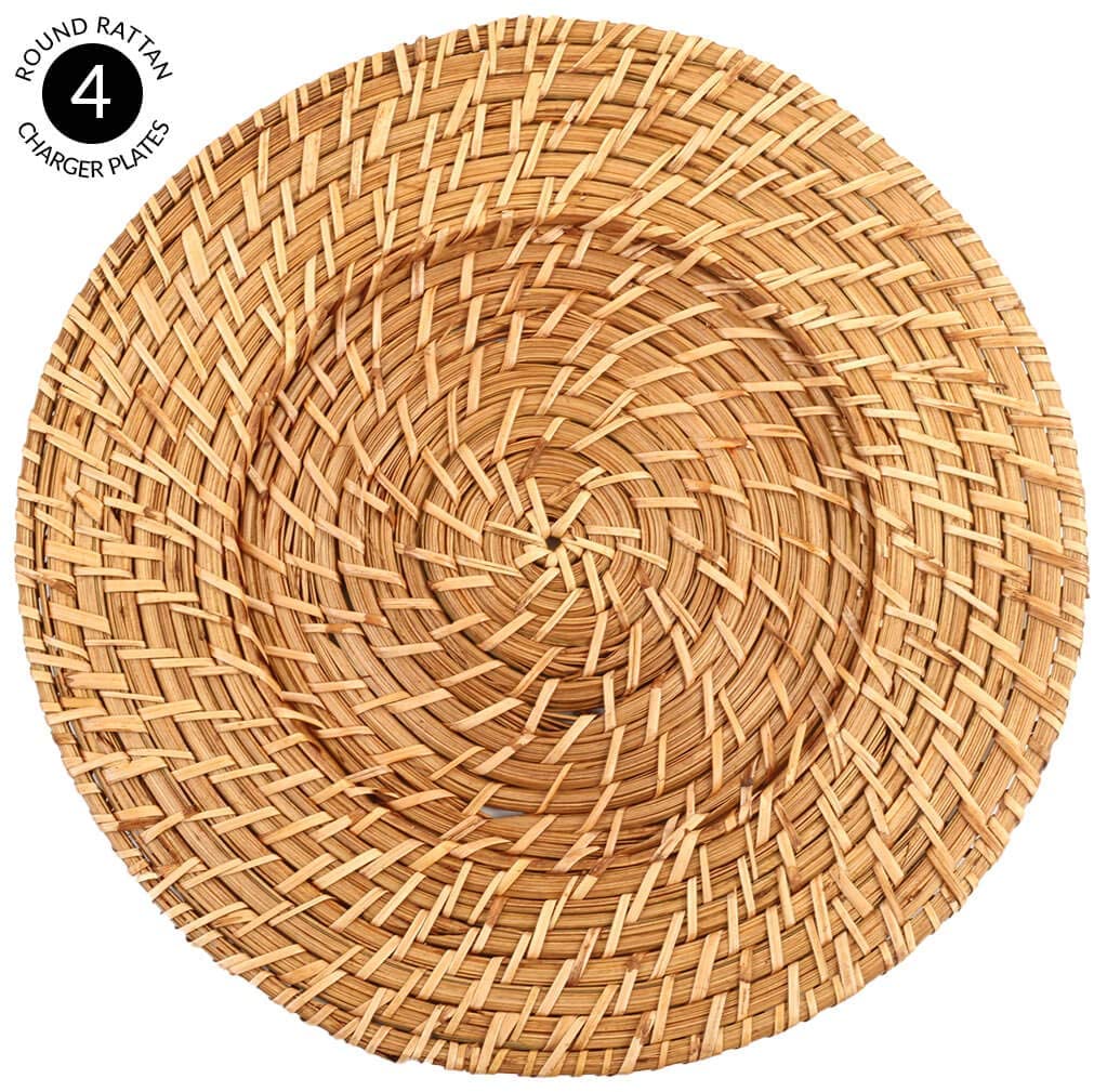 A set of 4 Round Hand Woven Rattan Placemats for Home Decor with Heat Resistant made in Vietnam