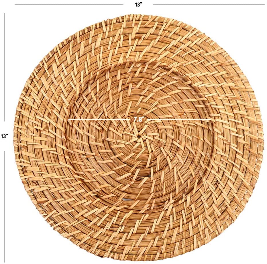 A set of 4 Round Hand Woven Rattan Placemats for Home Decor with Heat Resistant made in Vietnam